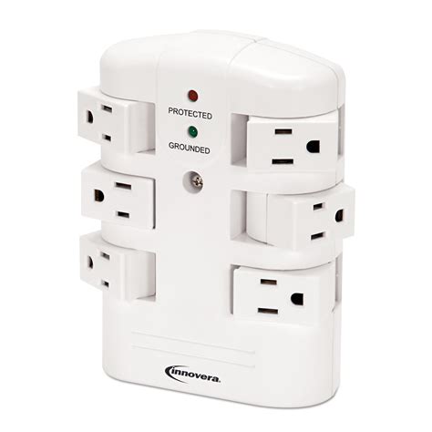 Wall Mount Surge Protector, 6 Outlets, 2160 Joules, White - Technology ...