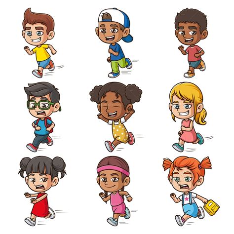 Cartoon Kids Running Clipart Stock Vector Illustrations FriendlyStock ...