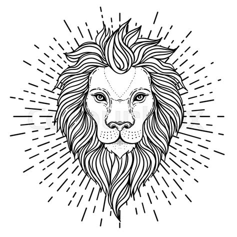 Ornate lion head over sacred geometry. ... | Stock vector | Colourbox