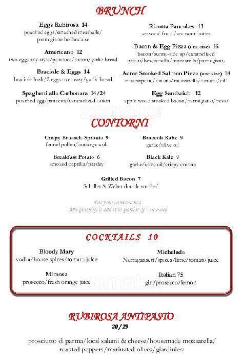 Rubirosa Menu, Menu for Rubirosa, Lower East Side, New York City - Urbanspoon/Zomato