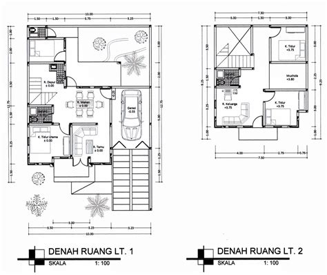 21 Denah rumah sederhana 2 lantai | Rumah Desain 2023