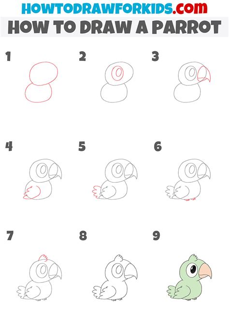 How to Draw a Parrot - Easy Drawing Tutorial For Kids