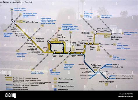 Map of stations on the new Tramlink service Croydon Surrey UK Stock Photo - Alamy