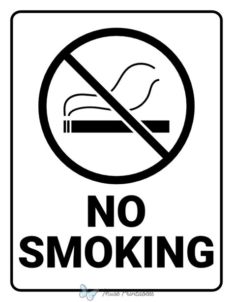 Printable Black and White No Smoking Sign