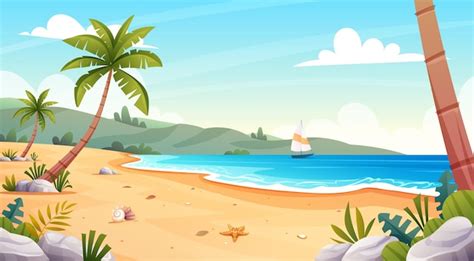 Beach landscape Vectors & Illustrations for Free Download | Freepik