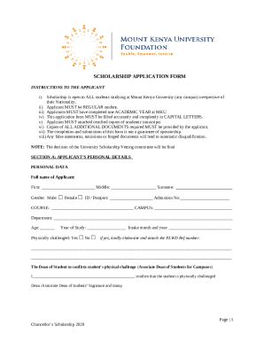 MKU INTERNAL SCHOLARSHIP 2023 APPLICATION Doc Template | pdfFiller