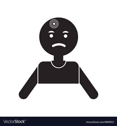 Flat icon in black and white style man headache Vector Image