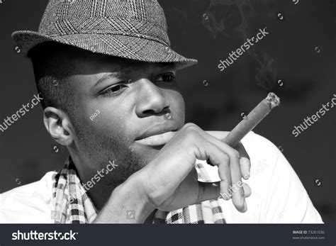 Black Man Smoking Cigar Portrait Hat Stock Photo 73261036 | Shutterstock