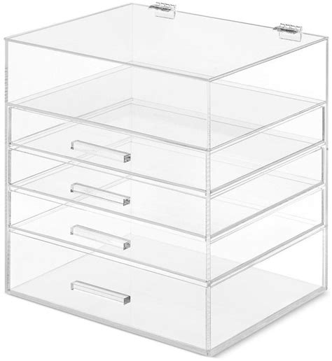 a clear drawer with five drawers