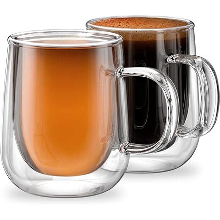 Amazon.com | Stone & Mill Double Walled Glass Coffee Mugs (Set of 2) 9.4 oz, Venezia Collection ...