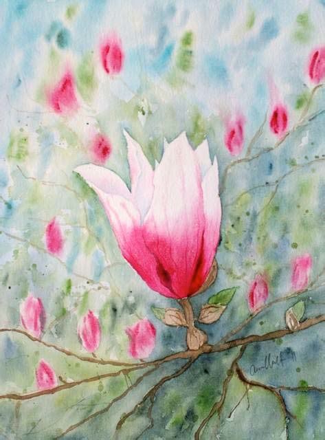 Pink magnolia | 27x36 cm. Watercolor on Saunders Waterford 3… | Flickr