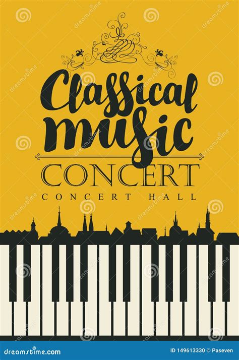 Poster Of A Classical Music Concert With A Violin Cartoon Vector ...