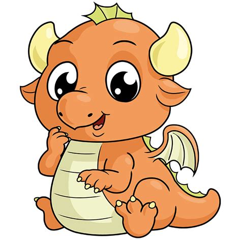 How to Draw a Cute Baby Dragon - Really Easy Drawing Tutorial