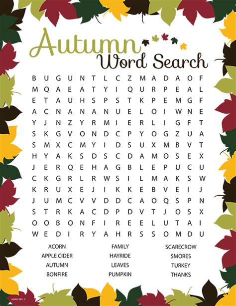 seasonal_autumnwordsearch_base.png (507×656) | Fall words, Senior activities, Elderly activities