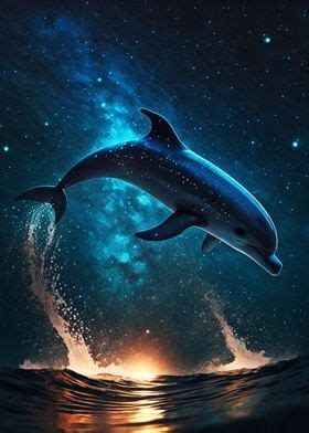 'Dolphin Space' Poster, picture, metal print, paint by Muh Asdar | Displate | Dolphin images ...