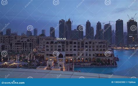 Souk Al Bahar in Burj Khalifa Lake at Night Editorial Photography ...