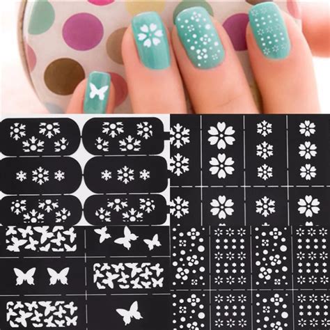 Easy Reusable Stamping DIY Nail Art Template Stickers Stencil Guide Tool Pattern Quality-in Nail ...