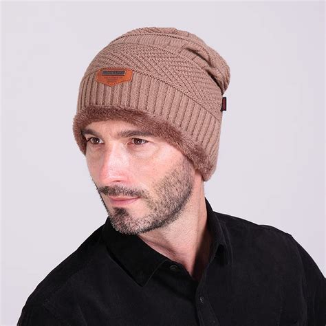 2018 Winter Men's Winter Caps Hats For Men Fur Warm Brand Baggy Knit ...