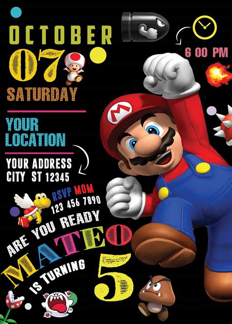 Super Mario Bros Invitations Template