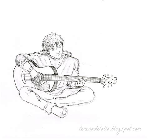 Resultado de imagem para boy playing guitar drawing | Guitar drawing, Guitar sketch, Art reference