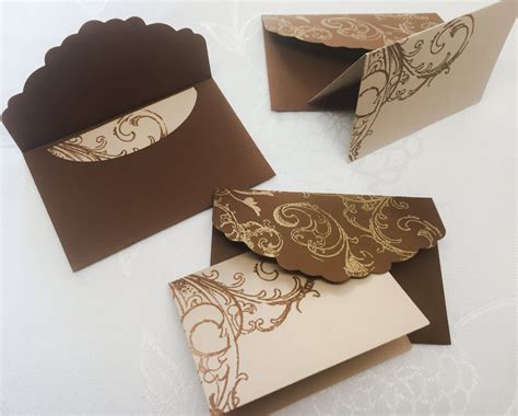 10 Hand made mini envelopes Elegant Gold envelopes