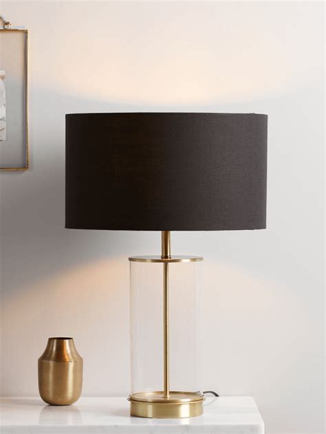 Brass & Black Glass Table Lamp | Glass table lamp, Modern table lamp, Black table lamps