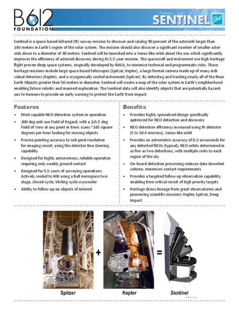 B612 Foundation's Sentinel Telescope Data Sheet | PDF | Attitude Control | Outer Space