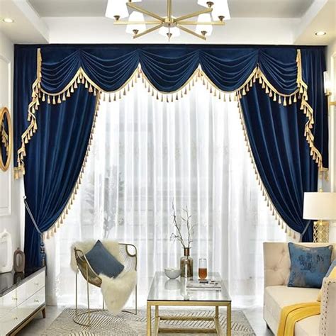 Living Room Navy Blue And Gold Curtains - Home Design Ideas