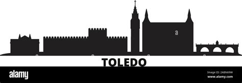 Spain, Toledo city skyline isolated vector illustration. Spain, Toledo ...