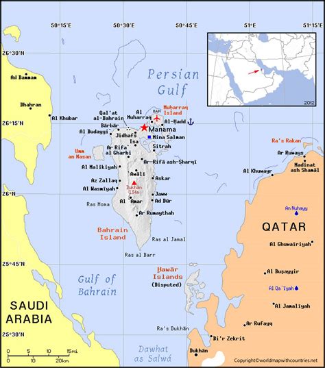 Free Printable Labeled and Blank Map of Bahrain in PDF