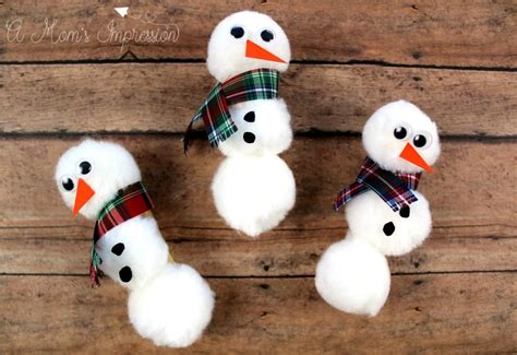 Easy Snowman Crafts for Kids - Pom Pom Snowman Magnet