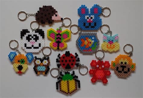 Perler bead animal keychains. Pearler Beads, Beaded Animals, Perler ...