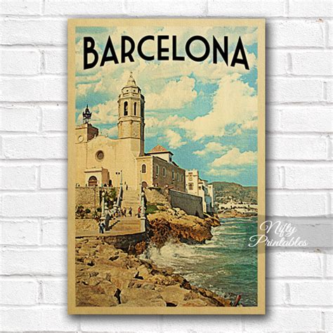 Barcelona Vintage Travel Poster - Nifty Printables