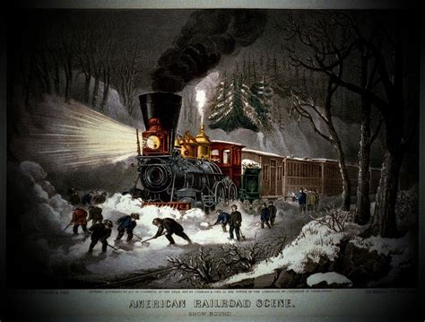 Free Images : landscape, snow, vintage, train, weather, america, painting, screenshot, album ...