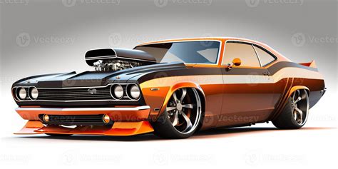 Realisitc cartoon illustration of sportcar muscle car mustang in ...