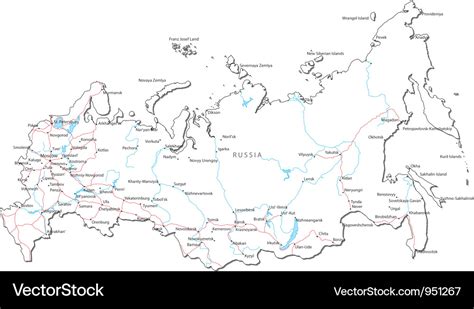 Russia Black White Map Royalty Free Vector Image