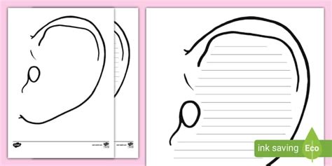 Ear Writing Template (teacher made) - Twinkl