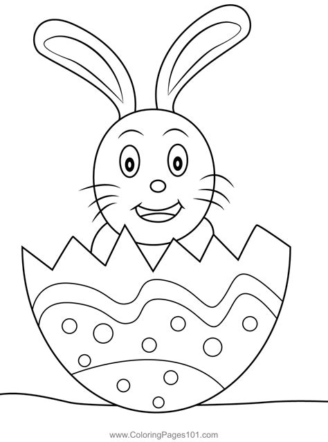 Rabbit in Egg Coloring Page for Kids - Free Easter Printable Coloring Pages Online for Kids ...