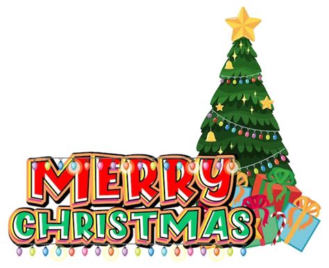 Premium Vector | Merry Christmas logo banner with Christmas tree