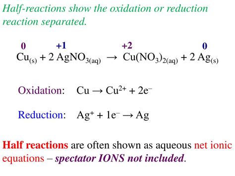 PPT - Half-reactions show the oxidation or reduction reaction separated. PowerPoint Presentation ...