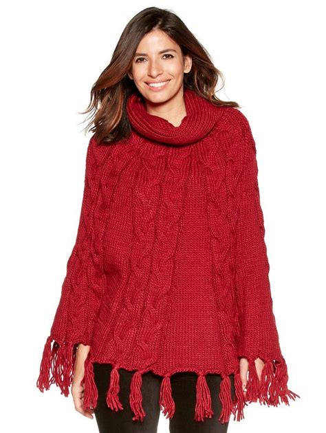 Cable Knit Poncho | Women's Wraps & Ponchos | M&Co | Cable knit poncho, Cable knit, Womens fall