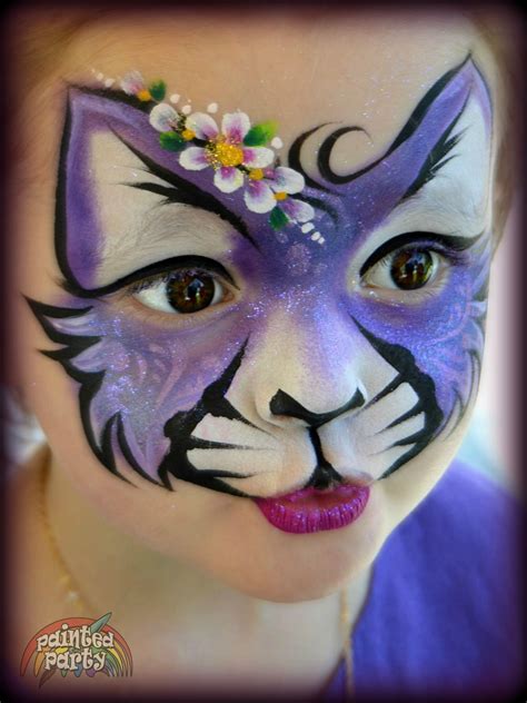 Purple Glitter Kitty face painting by Denise Cold www.Paintedparty.com ...