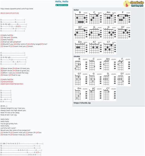 Chord: Hello, Hello - tab, song lyric, sheet, guitar, ukulele | chords.vip