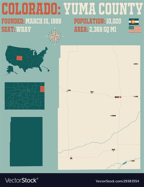 Map yuma county in colorado Royalty Free Vector Image