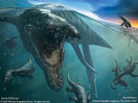 Sea Monsters, monsters, art, fantasy, dinosaurs, abstract, sea, HD wallpaper | Peakpx