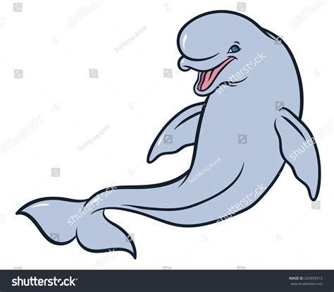 Happy Smiling Beluga Whale Cartoon - Vector Hand Drawing Illustration - 329959313 : Shutterstock