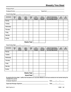 biweekly time sheet pdf Forms and Templates - Fillable & Printable Samples for PDF, Word | pdfFiller