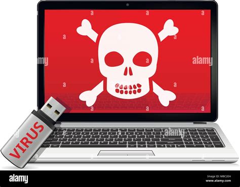 USB flash drive with computer virus and infected laptop. Vector illustration Stock Vector Image ...