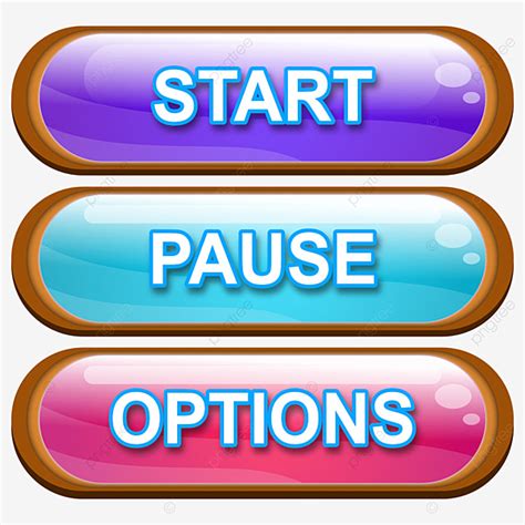 Pause Button Clipart PNG Images, Game Menu Start Pause And Options ...