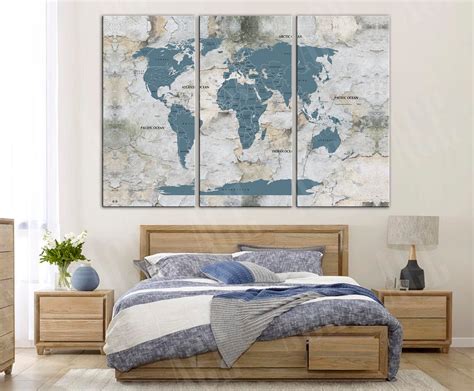 World Map Canvas Vintage World Map Decor Vintage Map Print - Etsy